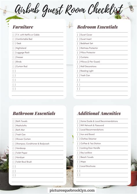 Airbnb Checklist Printable